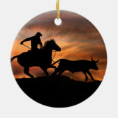 カントリーウエスタンステアローピングカウボーイ セラミックオーナメント (裏面)