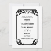 カントリーウエスタンデコフォーマル白黒結婚ズ 招待状 (正面)