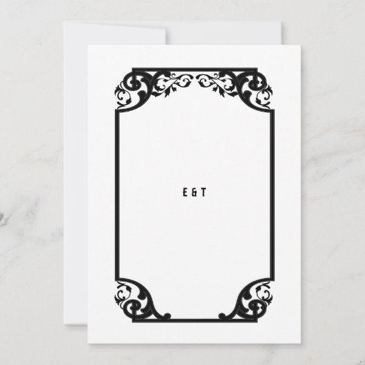 カントリーウエスタンデコフォーマル白黒結婚ズ 招待状 (裏面)