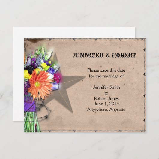 カントリーウエスタンバルベドワイヤー日付を保存 セーブザデート (正面/裏面)