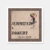 カントリーウエスタンバーベットワイヤ結婚ズナプキン スタンダードカクテルナプキン (正面)