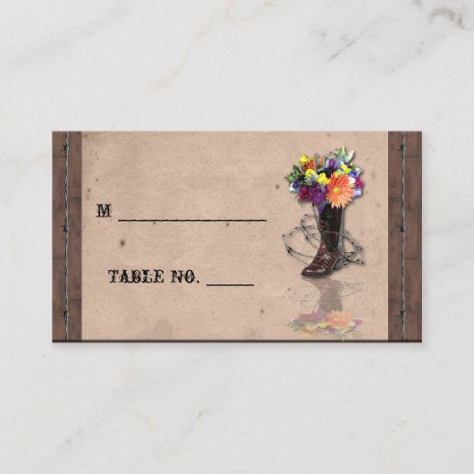 カントリーウエスタンバーベドワイヤ結婚ーの座席表 プレイスカード (正面)