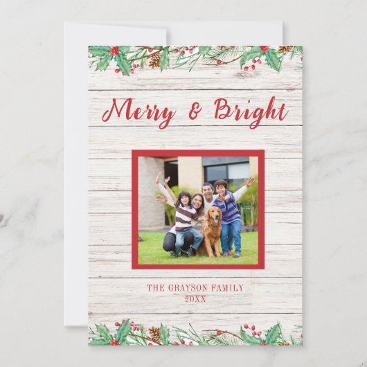 カントリーウエスタンバーンウッドフォトフラットホリデーカード シーズンカード (正面)