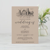 カントリーウエスタンバーン結婚式招待状 招待状 (スタンド正面)