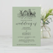 カントリーウエスタンバーン結婚式招待状 招待状 (スタンド正面)