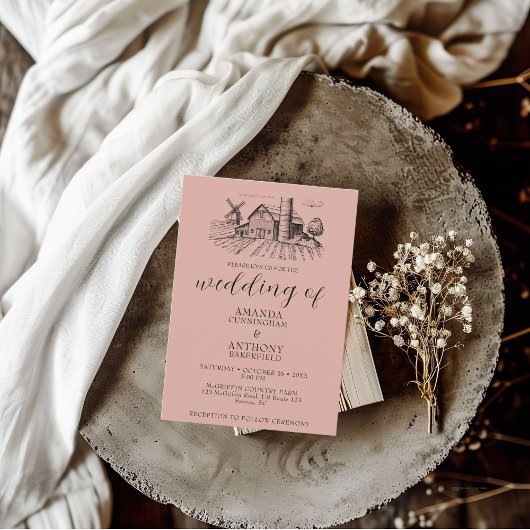 カントリーウエスタンバーン結婚式招待状 招待状