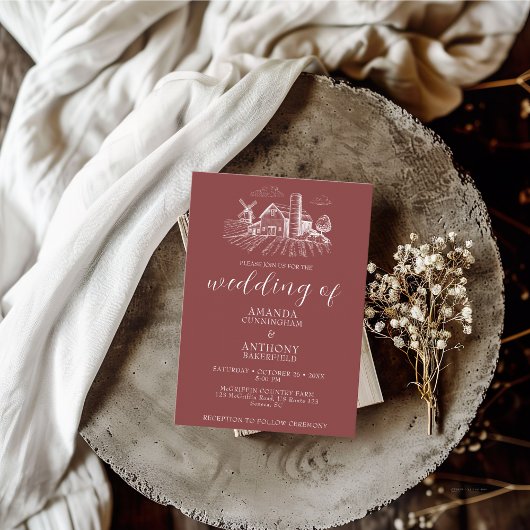 カントリーウエスタンバーン結婚式招待状 招待状