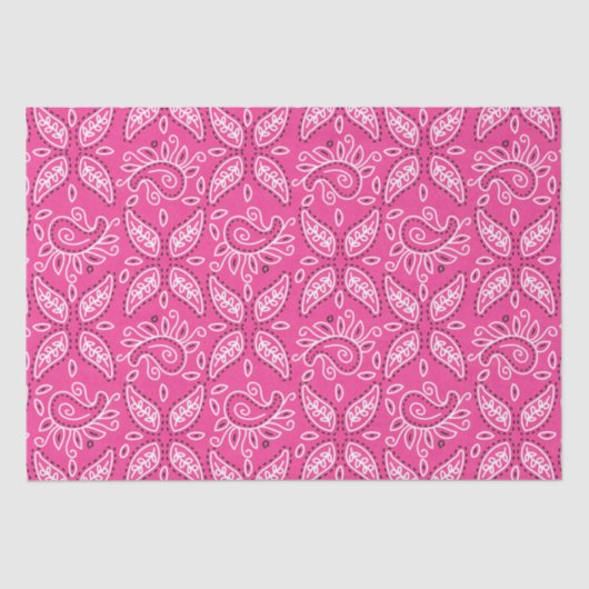 カントリーウエスタンピンクペイズリーパターンティッシュペーパー 薄葉紙 (正面)