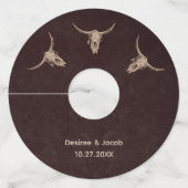 カントリーウエスタンブラウン素朴ブルスカルワイングラス ワイングラスタグ (正面)