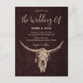 カントリーウエスタンブラウン素朴ブルスカル インビテーションポストカード (正面)