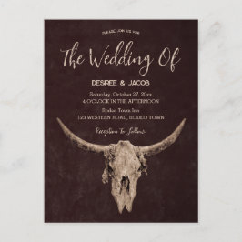 カントリーウエスタンブラウン素朴ブルスカル インビテーションポストカード