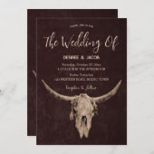 カントリーウエスタンブラウン素朴ブルスカル 招待状 (正面/裏面)