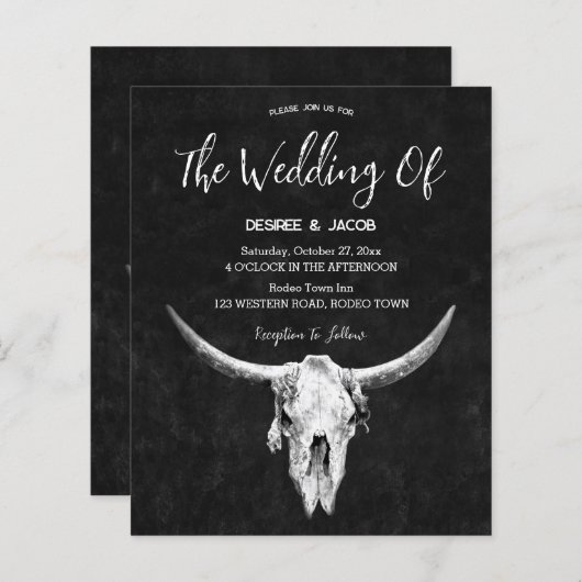 カントリーウエスタンブラックアンドホワイトブルスカル予算 (正面/裏面)