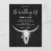 カントリーウエスタンブラックアンドホワイトブルスカル インビテーションポストカード (正面)