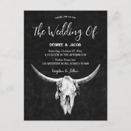 カントリーウエスタンブラックアンドホワイトブルスカル インビテーションポストカード