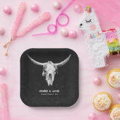 カントリーウエスタンブラックアンドホワイトブルスカル ペーパープレート (パーティー)