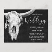 カントリーウエスタンブラックアンドホワイトロデオブルスカル インビテーションポストカード (正面)