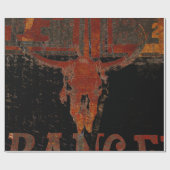 カントリーウエスタンブルスカル錆びスクリプトヴィンテージ ラッピングペーパー (フラット)