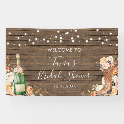 カントリーウエスタンブーツと泡立つ大きなバナー 横断幕 (横)