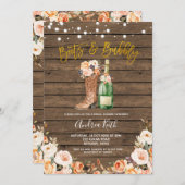 カントリーウエスタンブーツアンドバブリーブライダルシャワー 招待状 (正面/裏面)