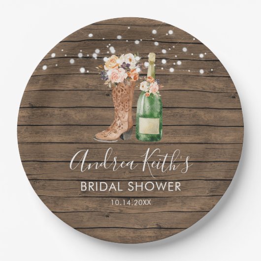 カントリーウエスタンブーツアンドバブリー紙プレート ペーパープレート (正面)