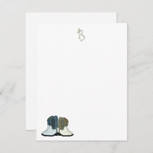 カントリーウエスタンブーツフラットモノグラムノートカード ノートカード (正面/裏面)