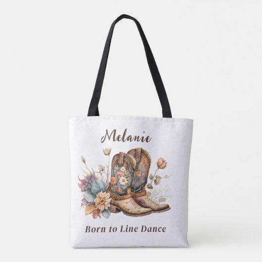 カントリーウエスタンブーツフラワーズラインダンストート トートバッグ (裏面)