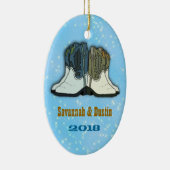 カントリーウエスタンブーツ初めてのクリスマスオーナメント セラミックオーナメント (右)