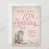 カントリーウエスタンブーツ70誕生日 招待状 (正面)