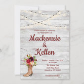 カントリーウエスタンブートボホ素朴マルサラ結婚ズ 招待状 (正面)