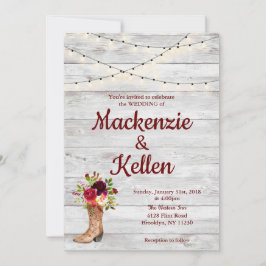 カントリーウエスタンブートボホ素朴マルサラ結婚ズ 招待状