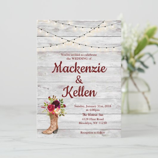 カントリーウエスタンブートボホ素朴マルサラ結婚ズ 招待状 (スタンド正面)