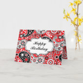 カントリーウエスタンペイズリーハッピーバースデー カード (黄色い花)