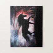 カントリーウエスタンホースと国旗 ジグソーパズル (縦)