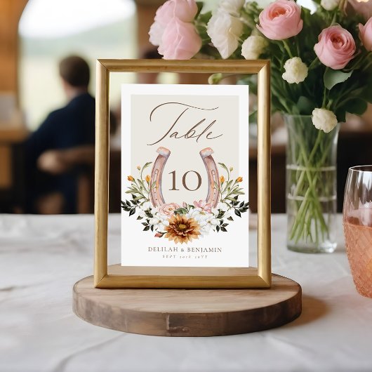 カントリーウエスタンホースシューウォーター色フローラクレスト テーブルナンバー