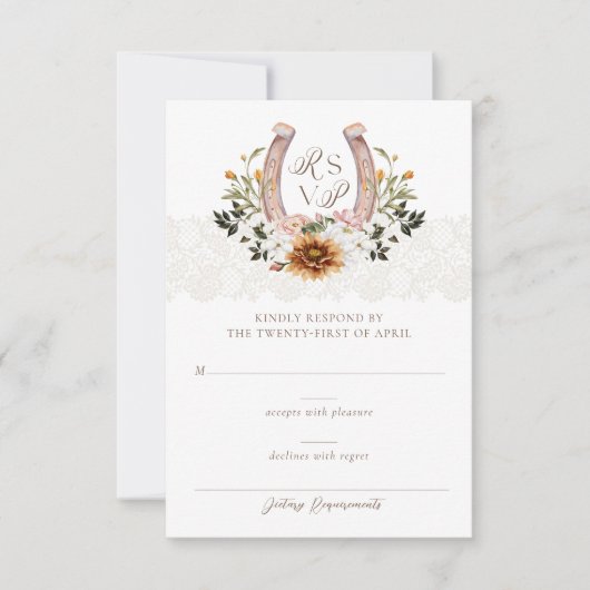 カントリーウエスタンホースシューウォーター色フローラクレスト 出欠カード (正面)