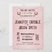 カントリーウエスタンホースシューピンク結婚式招待状 招待状 (正面)