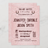 カントリーウエスタンホースシューピンク結婚式招待状 招待状 (正面/裏面)