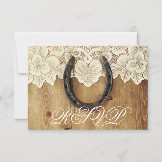 カントリーウエスタンホースシューレース結婚式RSVPカード 出欠カード (裏面)