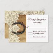 カントリーウエスタンホースシューレース結婚式RSVPカード 出欠カード (正面/裏面)