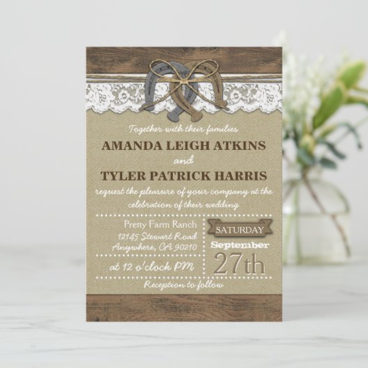 カントリーウエスタンホースシュー結婚式招待状 招待状 (スタンド正面)