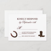 カントリーウエスタンホースショーズブーツウェディング出欠 出欠カード (正面/裏面)