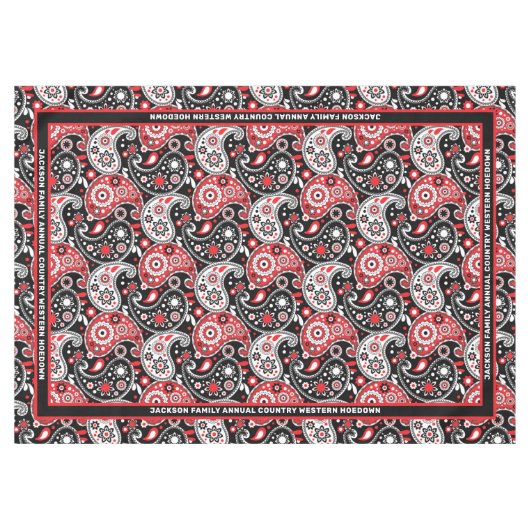 カントリーウエスタンホーダウンワイルドウェストペイズリーパターン テーブルクロス (正面(横))