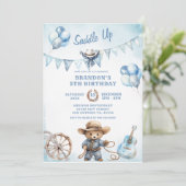 カントリーウエスタンボーイカウボーイ誕生日招待状 招待状 (スタンド正面)