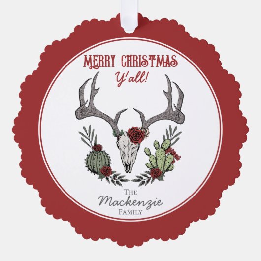 カントリーウエスタンメリークリスマスオールホリデー オーナメントカード (正面)