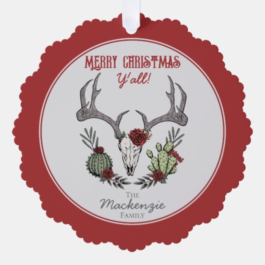 カントリーウエスタンメリークリスマスオールホリデー オーナメントカード (正面)