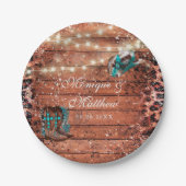 カントリーウエスタンライトブーツハット結婚ズ ペーパープレート (正面)