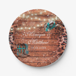 カントリーウエスタンライトブーツハット結婚ズ ペーパープレート