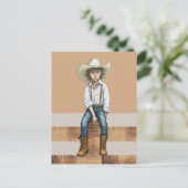 カントリーウエスタンランチヤング女性のカーボーイオンポストスタイル ポストカード (スタンド正面)