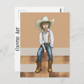 カントリーウエスタンランチヤング女性のカーボーイオンポストスタイル ポストカード (正面/裏面)